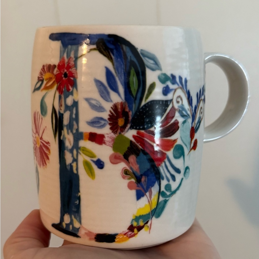 Anthropologie Petal Palette Monogram Letter B Initial Mug Starla M Halfmann Cup